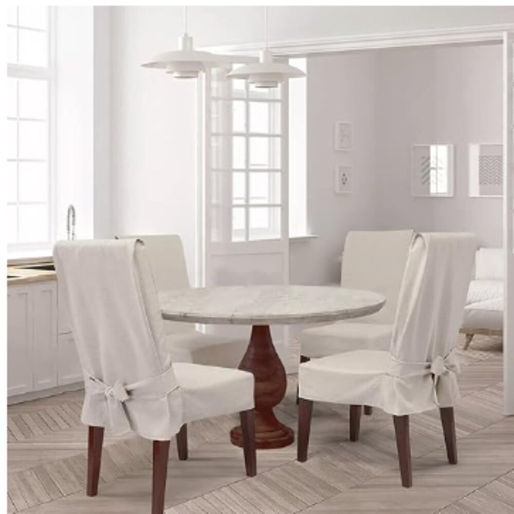 Sure Fit Farmhouse Basket Weave Dining Room Chair Covers, Brand New